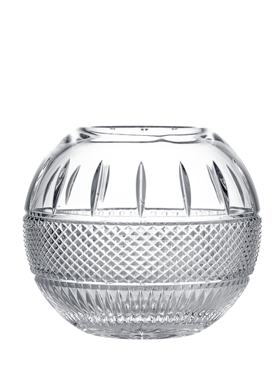 Waterford Crystal Irish Lace Rose Bowl, 8 inch clear crystal with hand-cut patterns inspired by Irish lace, perfect for floral arrangements or display